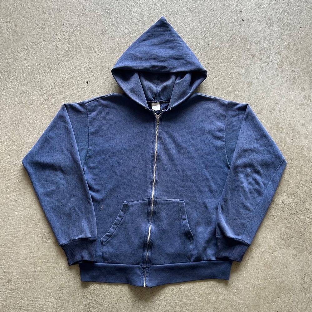 Vintage 70s Healthknit Blank Sweatshirt Size Large Full Zip Hoodie USA Made